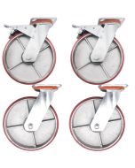 heavy duty metal caster wheel 8inch 20cm industrial castor 2 swivel with brake plus 2 swivel only