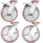 heavy duty metal caster wheel 8inch 20cm industrial castor 2 swivel with brake plus 2 swivel only
