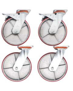 heavy duty metal caster wheel 8inch 20cm industrial castor 2 swivel with brake plus 2 swivel only
