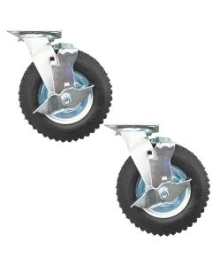 8 inch pneumatic caster wheel inflatable industrial castor swivel with lock 2pcs pack