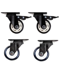 4pcs set 3inch solid hard plastic pu caster wheel light duty 2 swivel&brake + 2 swivel industrial castor 100kg overall height 105mm for trolley furniture equipment